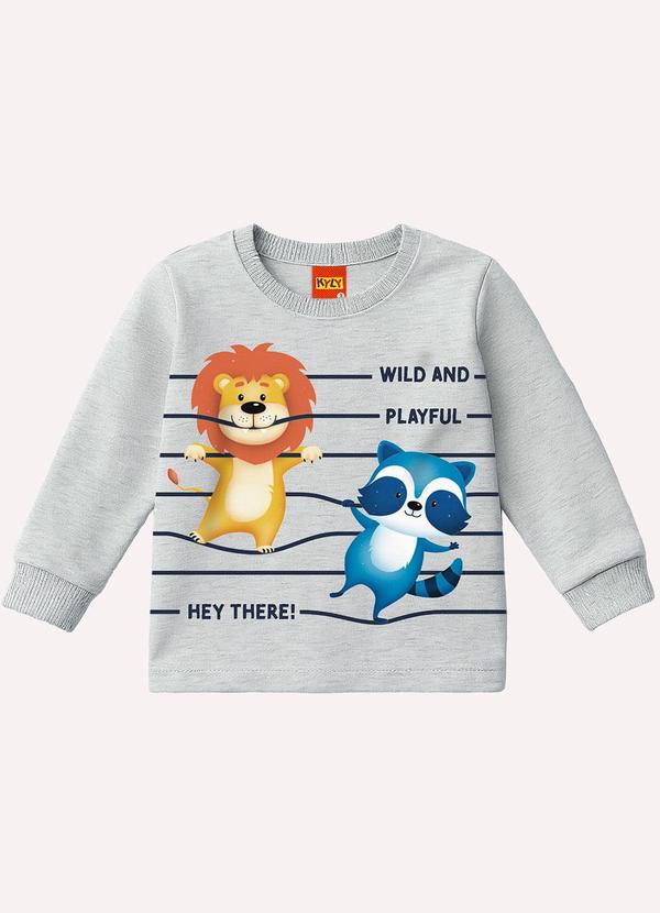 Camiseta Infantil Menino Animais Cinza