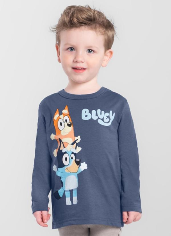 Camiseta Infantil Menino da Bluey Azul