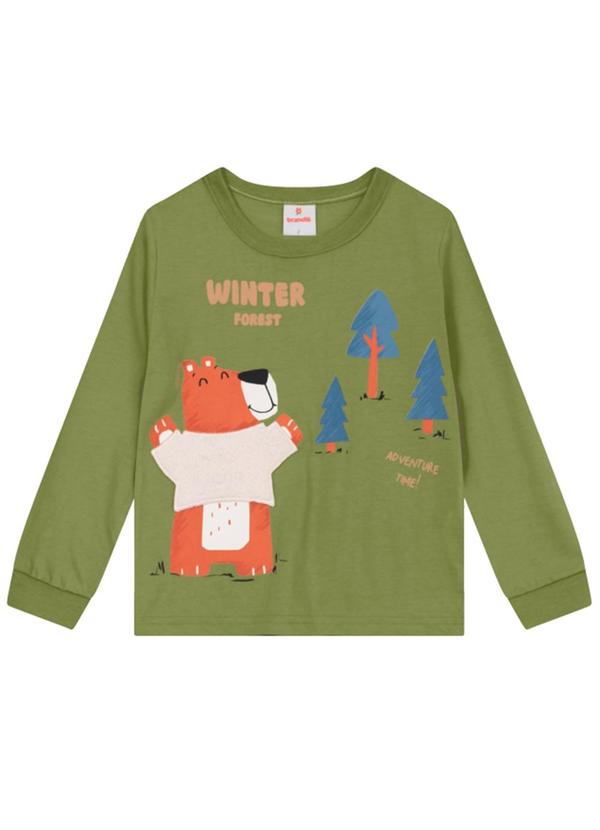 Camiseta Infantil Menino de Urso Verde
