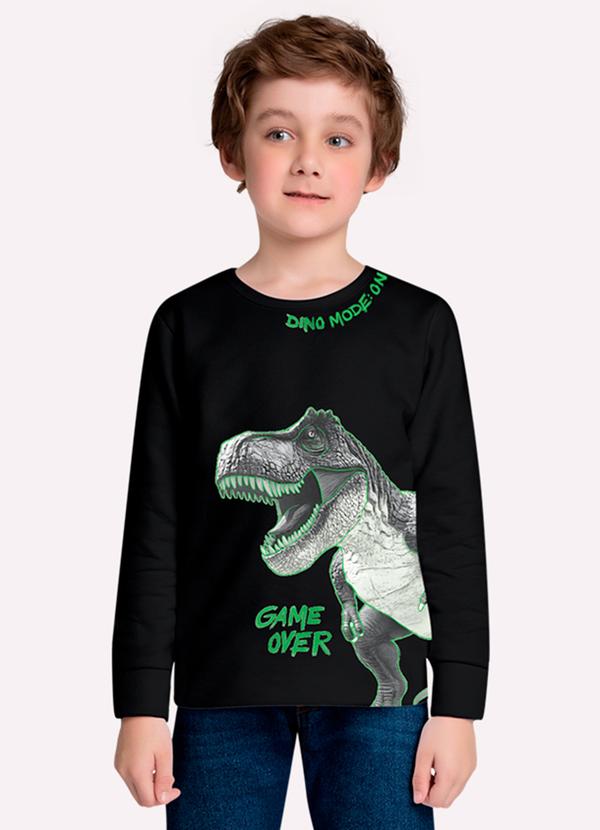 Camiseta Infantil Menino Dinossauro Preto