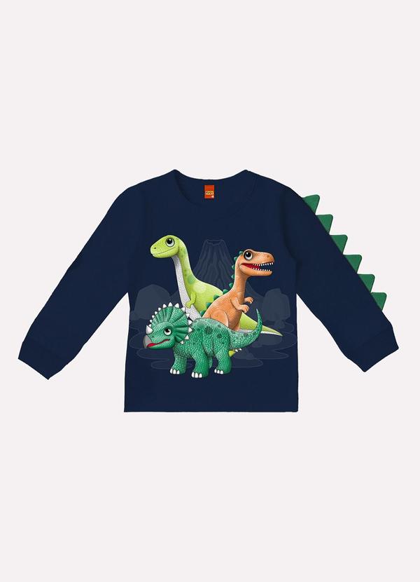 Camiseta Infantil Menino Dinossauros Azul