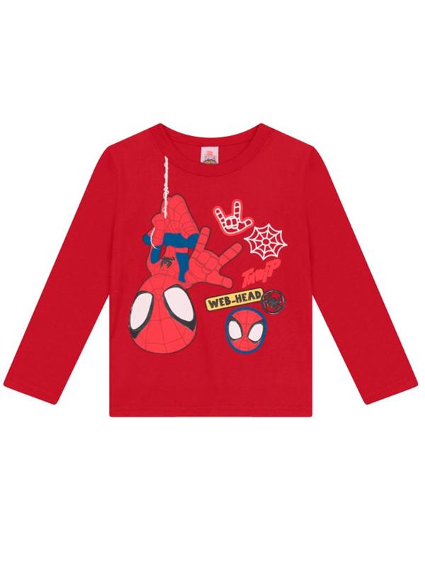 Camiseta Manga Longa Homem Aranha Vermelho