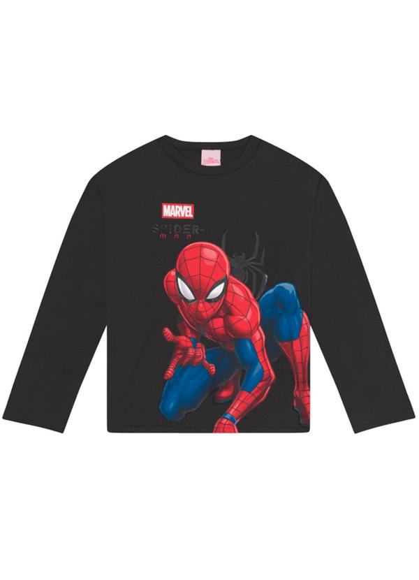 Camiseta Manga Longa Homem Aranha Preto