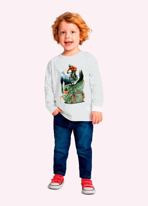 Camiseta Infantil Menino em Algodão Cinza