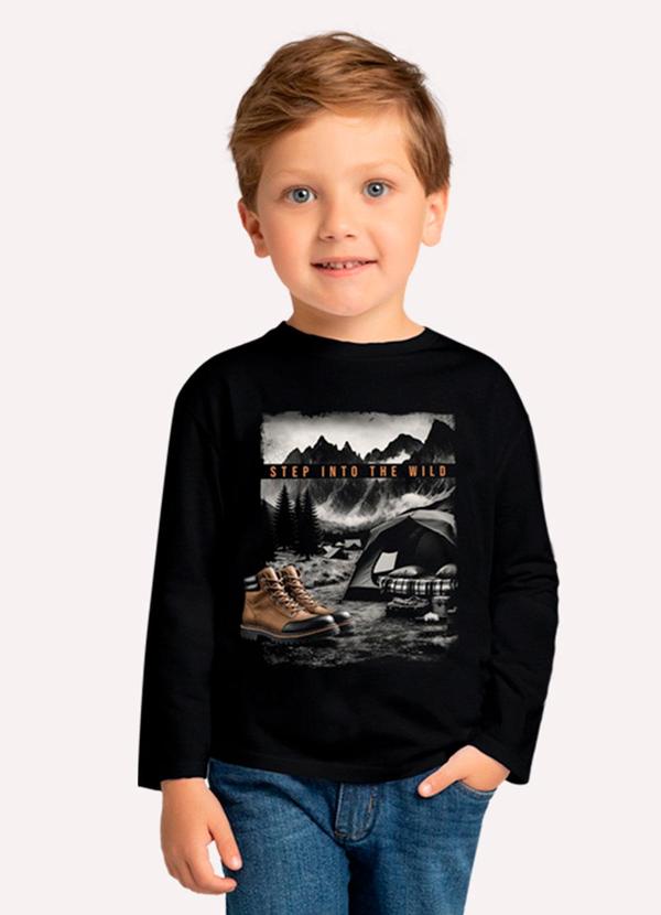 Camiseta Infantil Menino em Algodão Preto