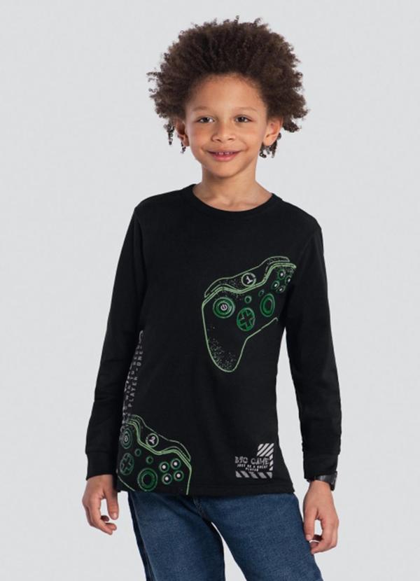 Vista 2 Camiseta Infantil Menino Gamer Preto Brandili Brandili