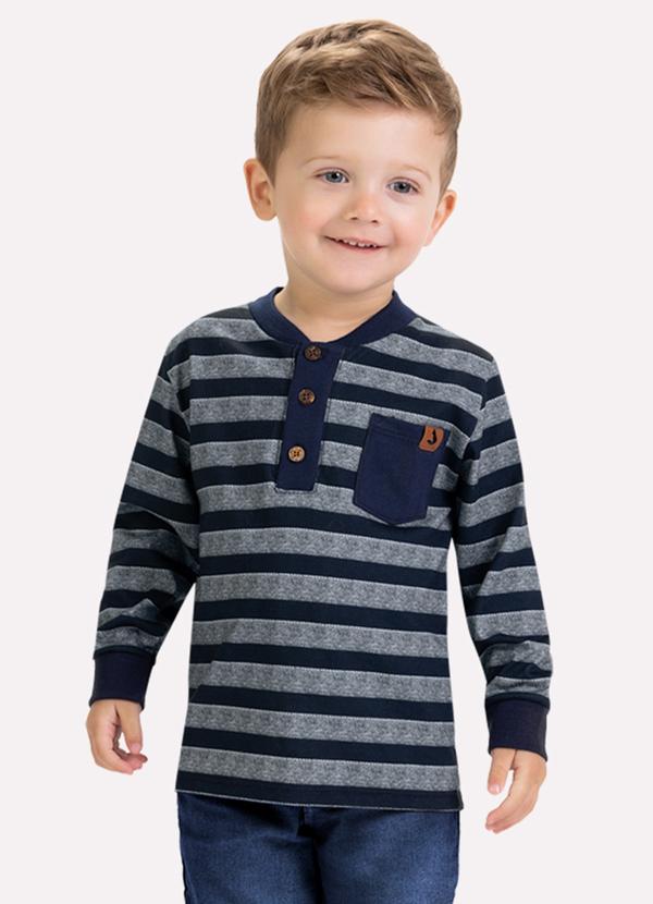Camiseta Infantil Menino Listras Azul