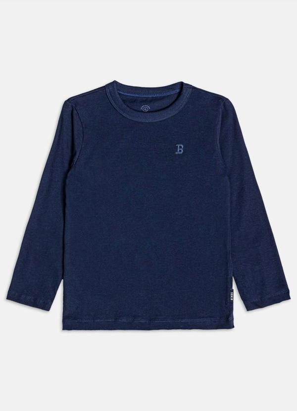 Camiseta Infantil Menino Manga Longa Básica Azul