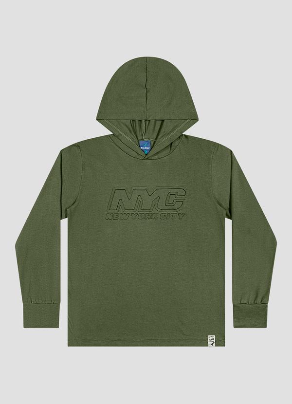 Camiseta Infantil Menino Manga Longa com Capuz Verde