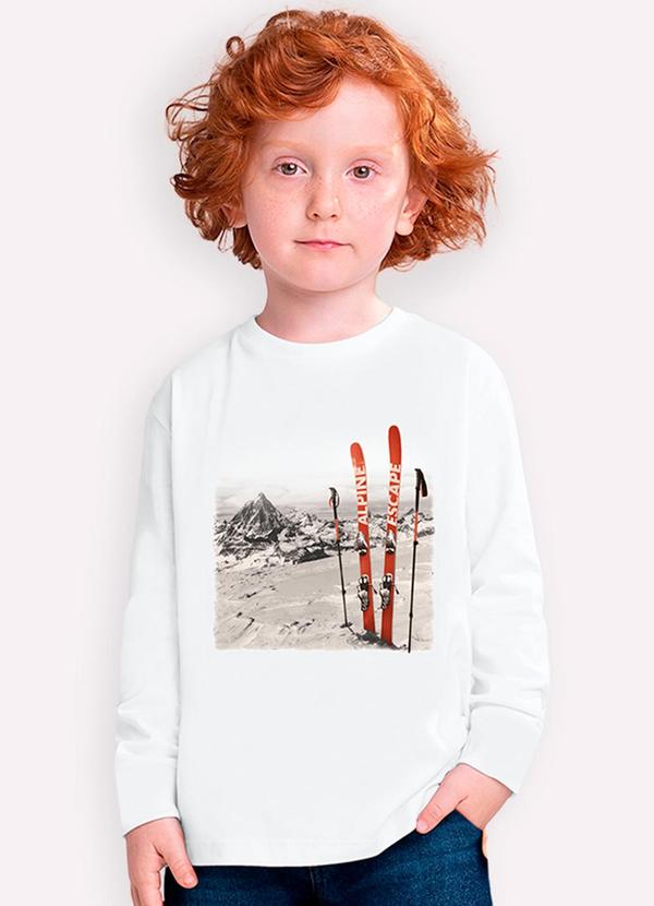 Vista 2 Camiseta Infantil Menino Snowboard Branco Milon Milon