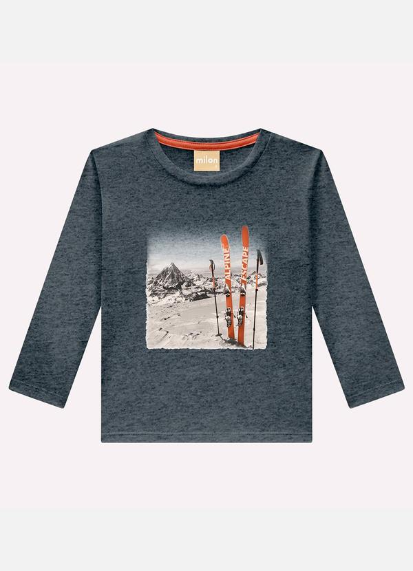 Vista 2 Camiseta Infantil Menino Snowboard Cinza Milon Milon