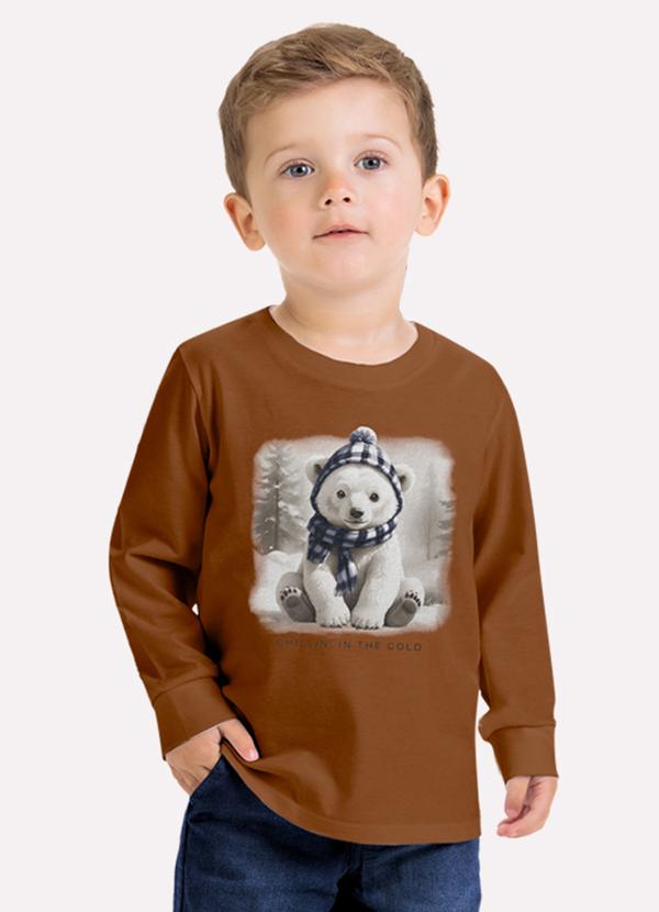 Camiseta Infantil Menino Urso Marrom