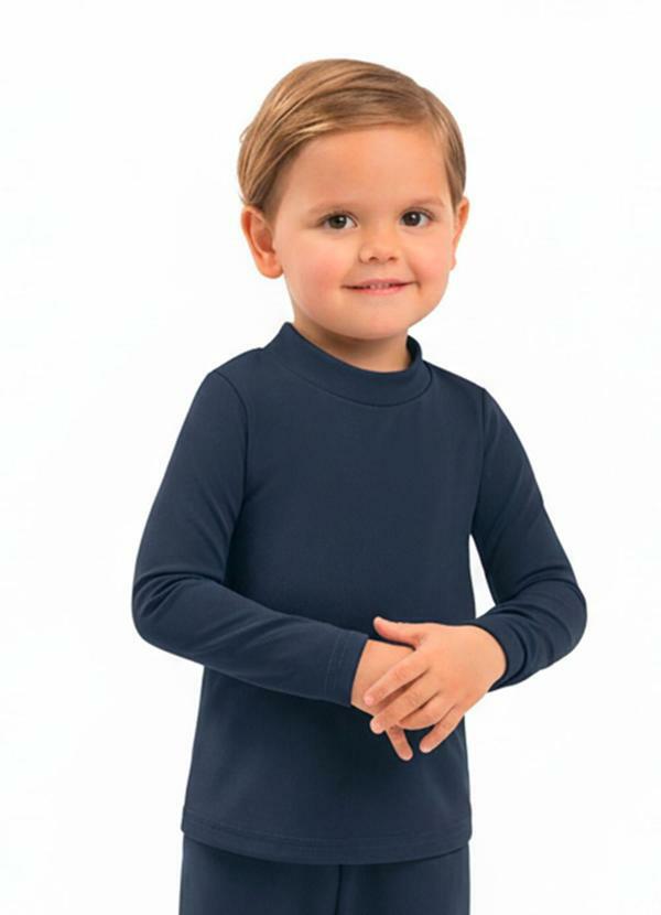Camiseta Infantil Térmica com Gola Azul