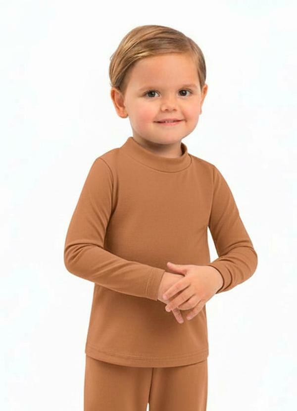 Camiseta Infantil Térmica com Gola Marrom