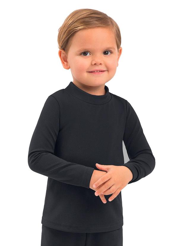 Camiseta Infantil Térmica com Gola Preto