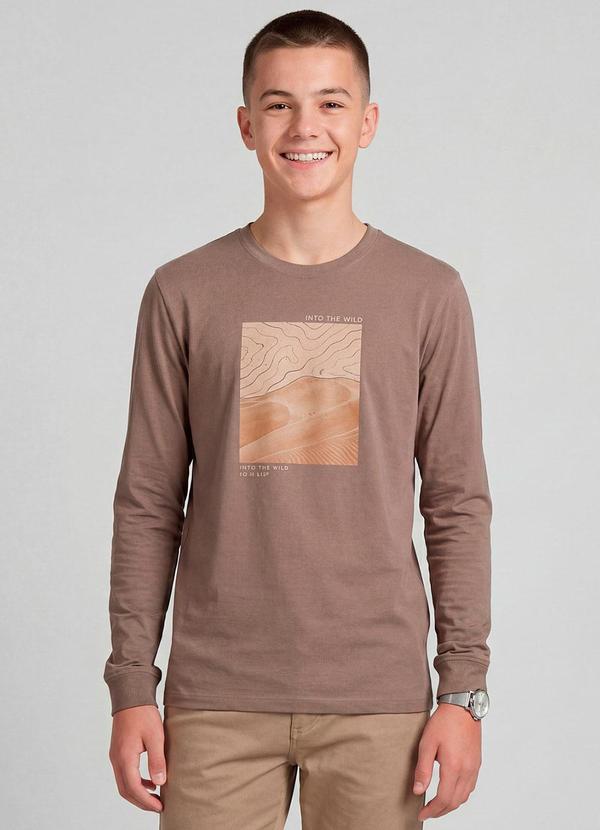 Camiseta Juvenil com Estampa Marrom