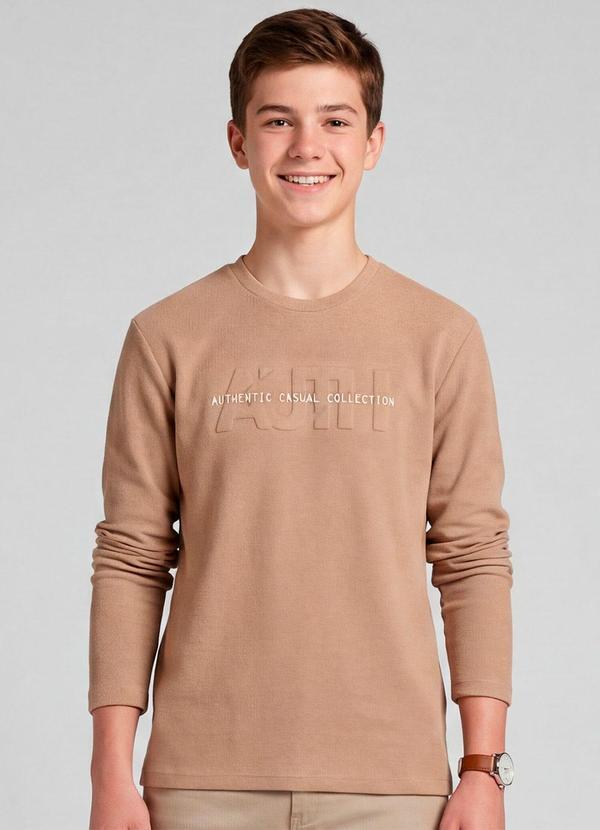 Camiseta Juvenil Meia Malha Marrom