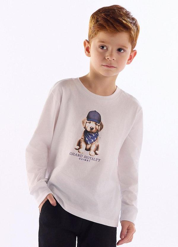 Camiseta Manga Longa Est Cachorro Branco