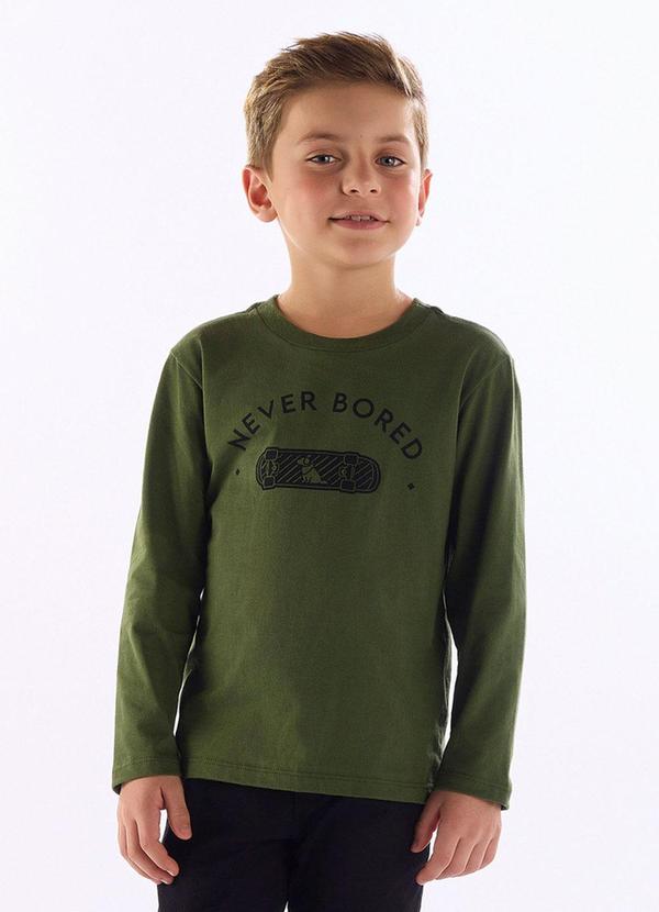 Camiseta Manga Longa Estampa Verde