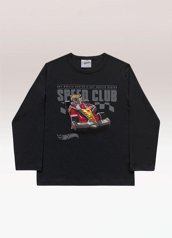 Camiseta Manga Longa Hot Wheels Preto