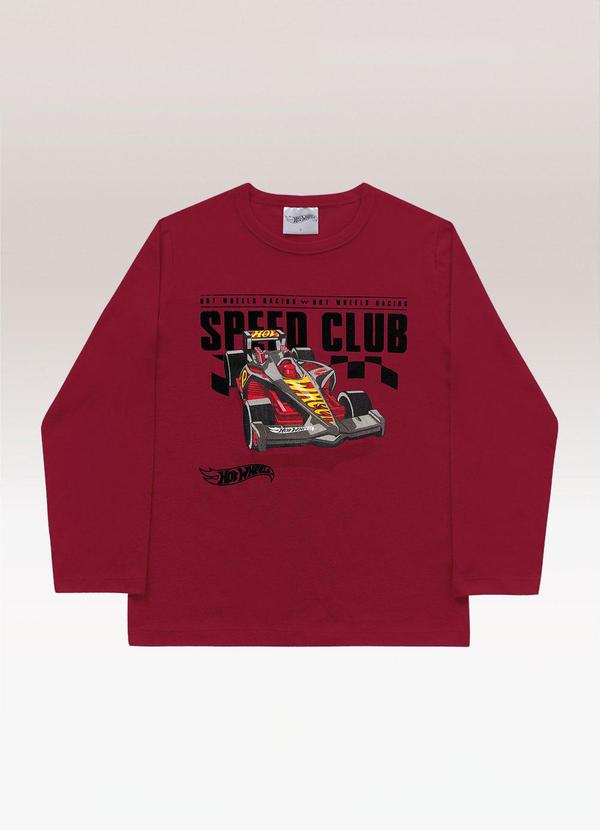 Camiseta Manga Longa Hot Wheels Vermelho