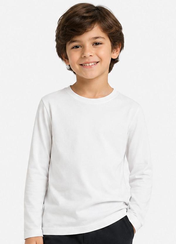 Camiseta Manga Longa Infantil Masculina Branco