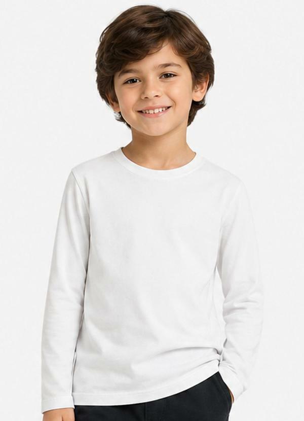 Camiseta Manga Longa Infantil Masculina Branco