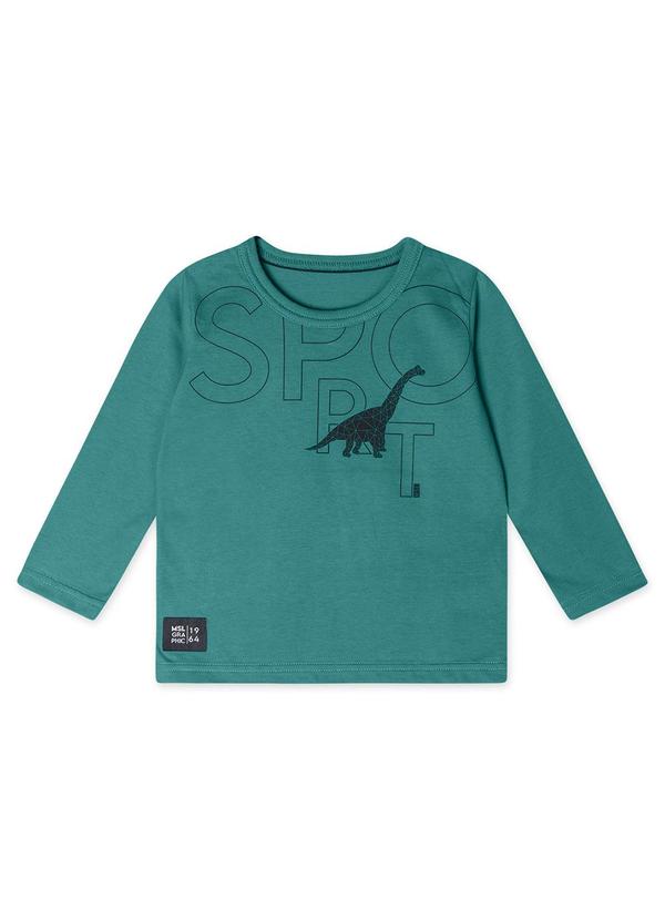 Camiseta Manga Longa Infantil Masculina Verde