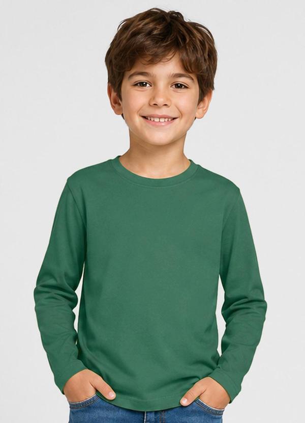 Camiseta Manga Longa Infantil Masculina Verde