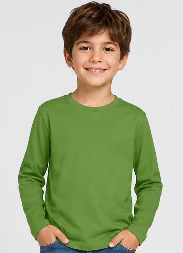 Camiseta Manga Longa Infantil Masculina Verde