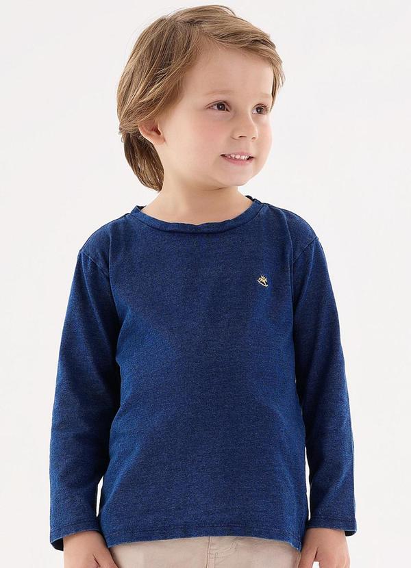 Camiseta Manga Longa Infantil Menino Azul