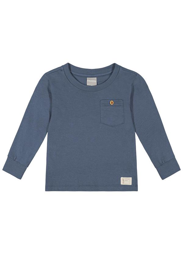 Vista 2 Camiseta Manga Longa Infantil Menino Lisa Azul Colorittá Colorittá