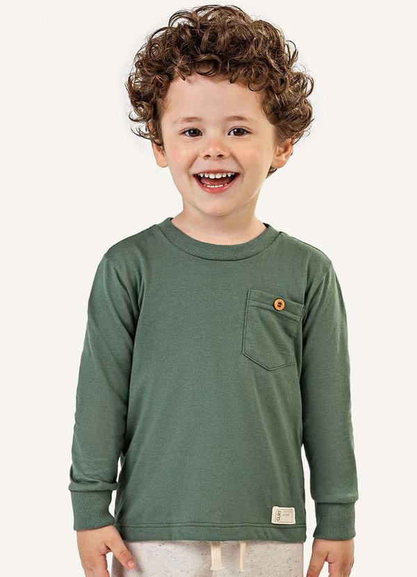 Vista 2 Camiseta Manga Longa Infantil Menino Lisa Verde Colorittá Colorittá