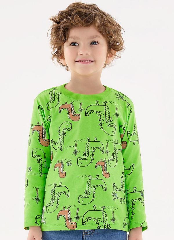 Camiseta Manga Longa Infantil Menino Verde