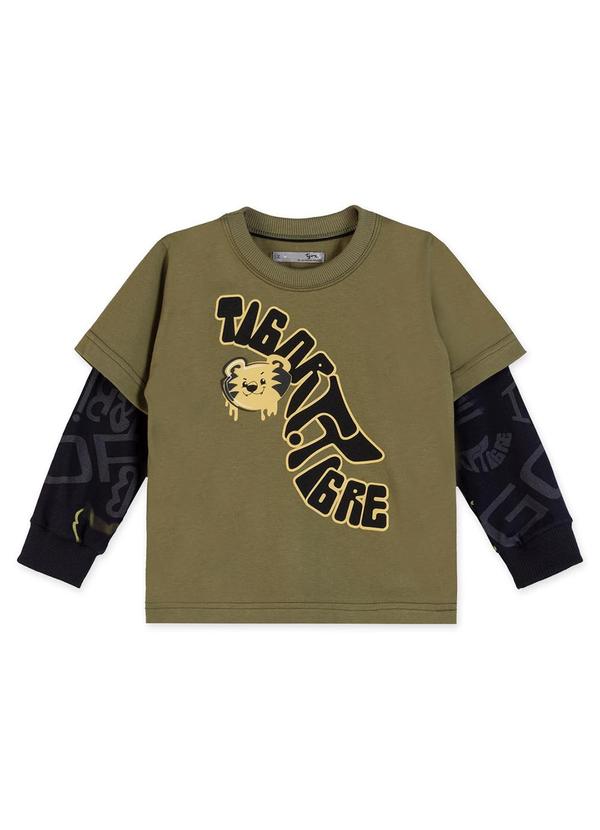 Vista 2 Camiseta Manga Longa Infantil Verde Tigor T. Tigre Tigor T. Tigre