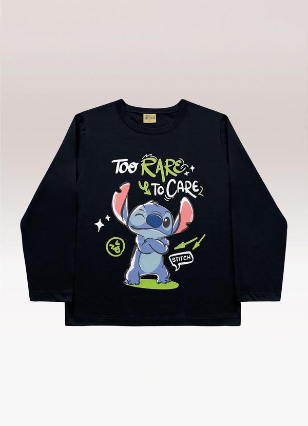 Camiseta Manga Longa Lilo & Stitch Preto