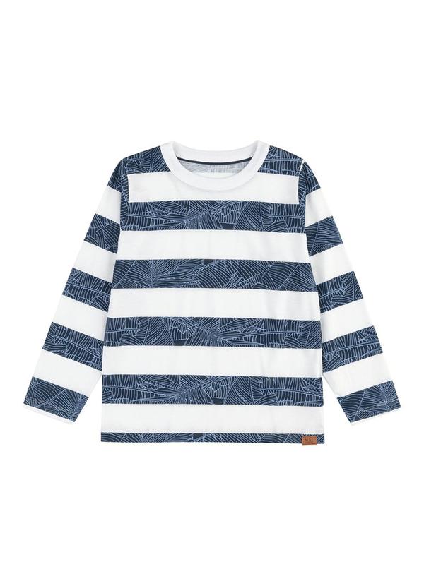 Camiseta Manga Longa Listrada Marisol Azul
