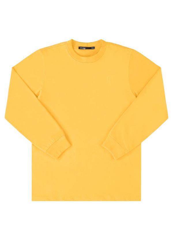 Camiseta Manga Longa Meia Malha Penteada Amarelo
