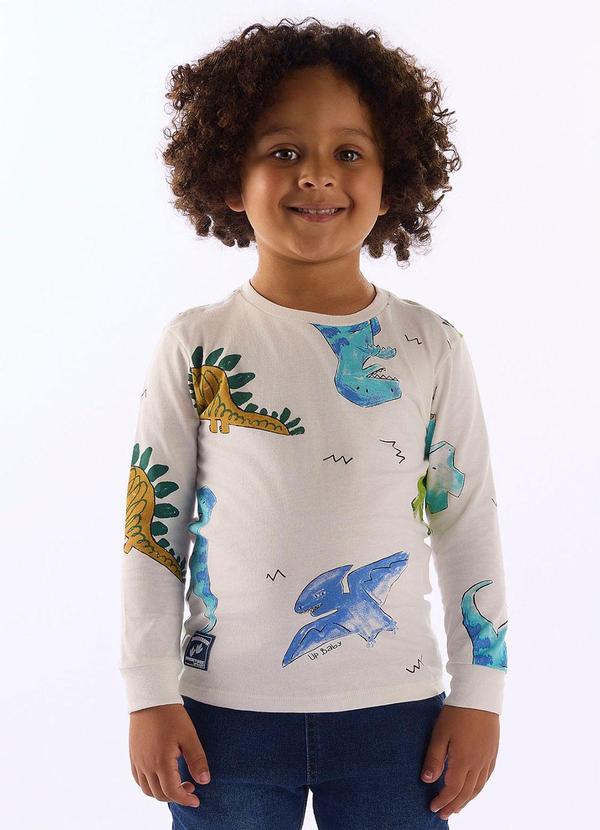Camiseta Manga Longa Mundo Dino Branco