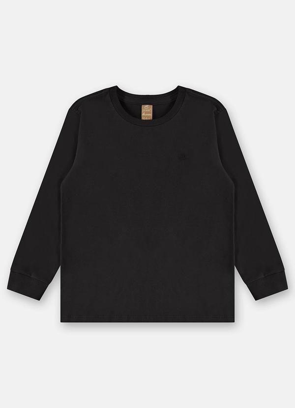 Camiseta Manga Longa para Menino Preto