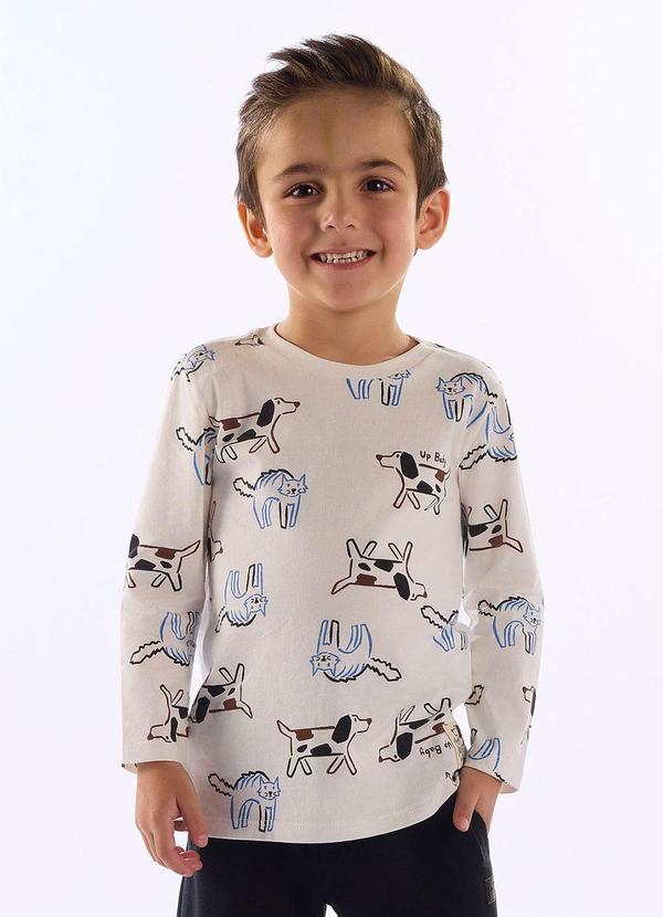 Camiseta Manga Longa Puppy Fun Branco