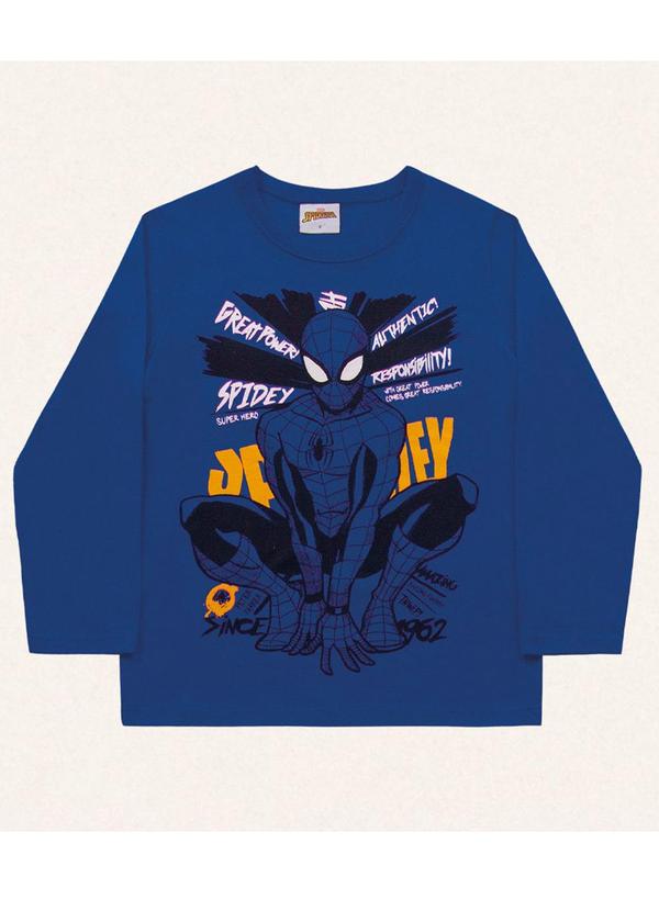 Vista 2 Camiseta Manga Longa Spider-Man Azul Fakini Kids Fakini Kids
