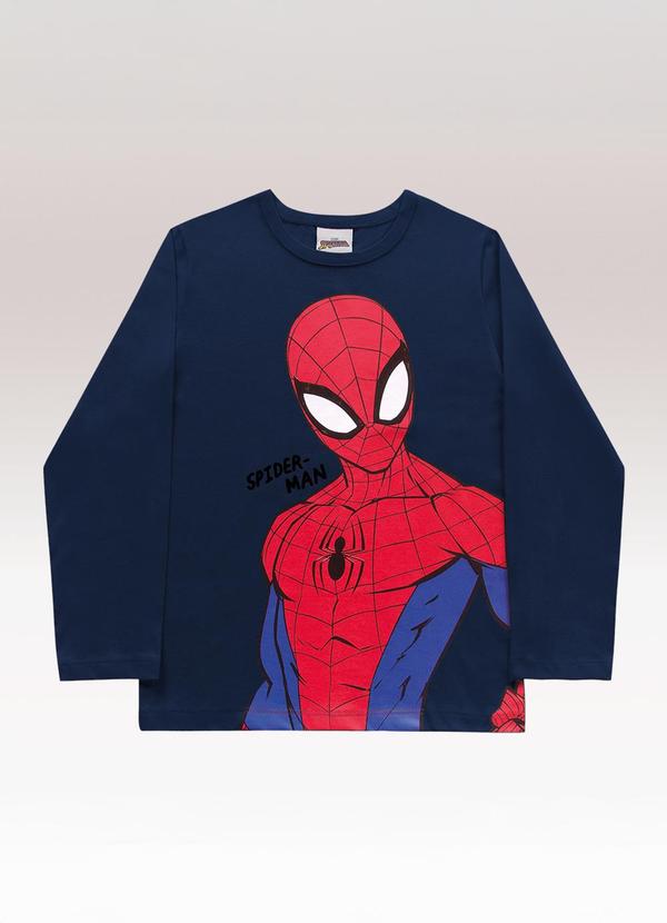 Camiseta Manga Longa Spider-Man Azul