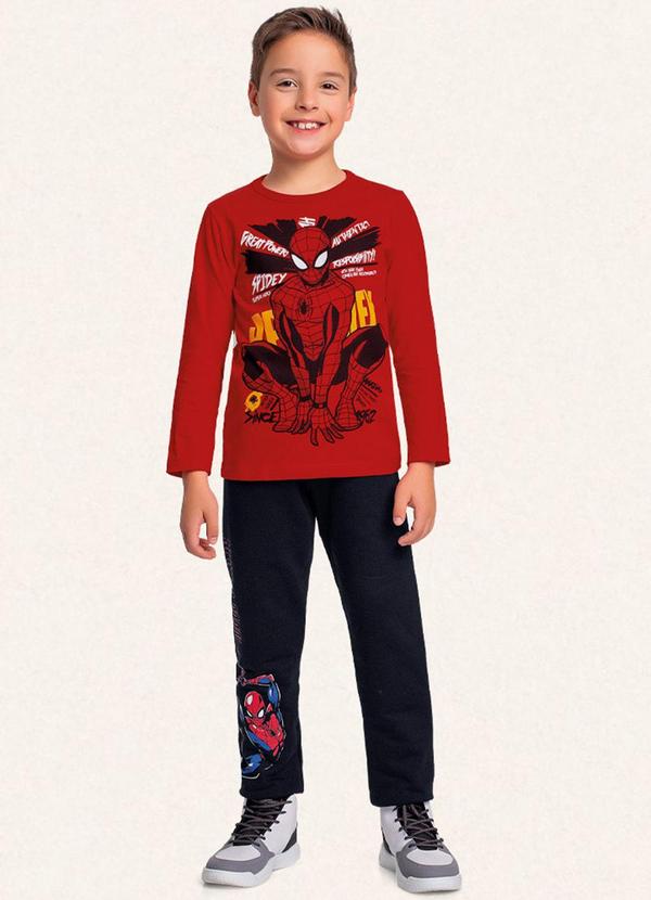 Vista 2 Camiseta Manga Longa Spider-Man Vermelho Fakini Kids Fakini Kids
