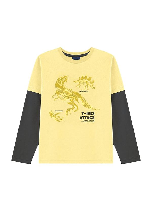 Camiseta Manga Longa T Rex Amarelo