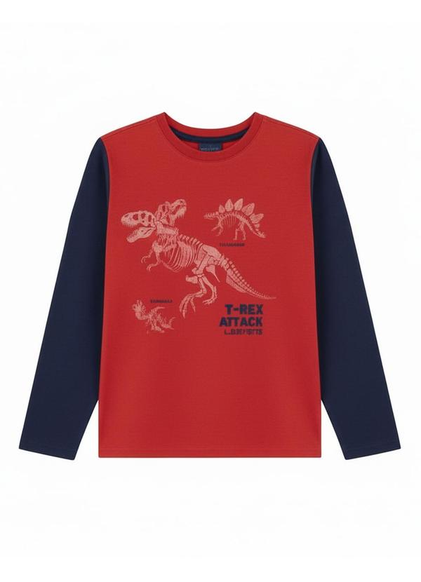 Camiseta Manga Longa T Rex Vermelho