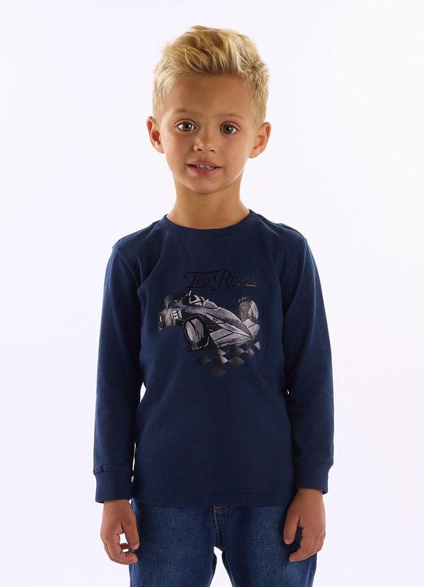 Camiseta Manga Longa Top Racer Azul