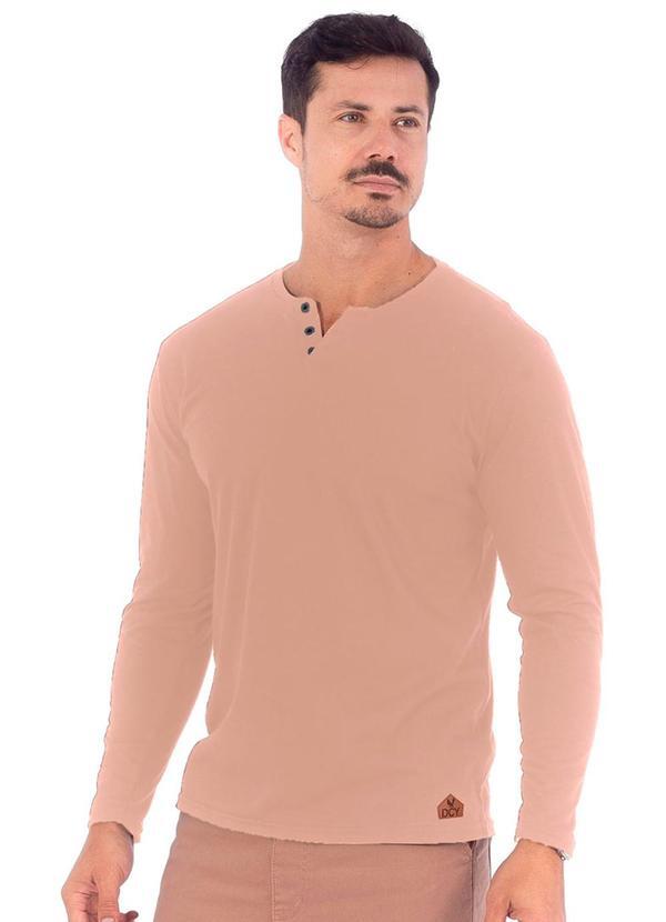 Vista 2 Camiseta Masculina Manga Longa Bege Diametro Diametro
