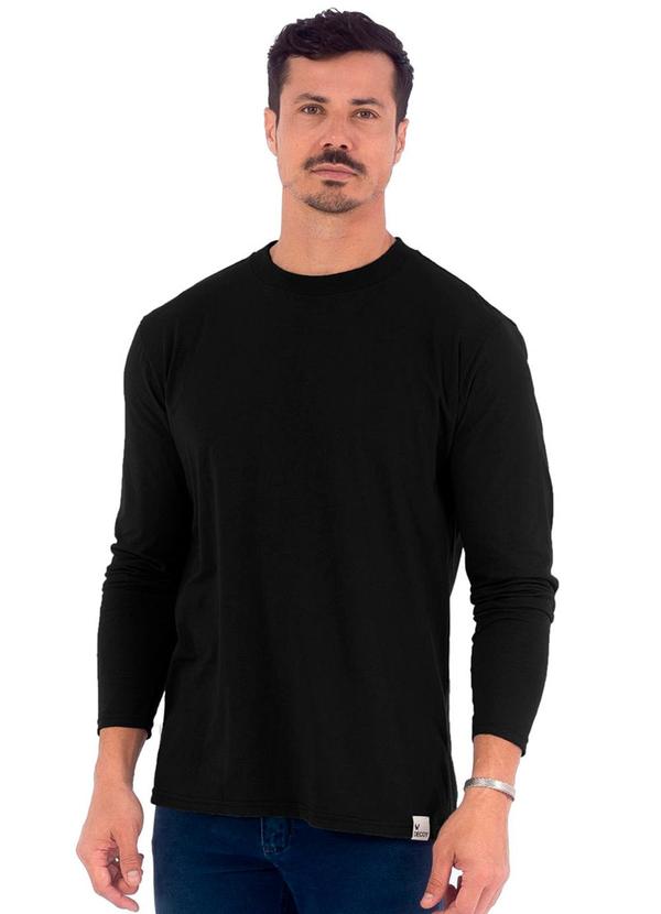 Vista 2 Camiseta Masculina Manga Longa Piquet Preto Decoy Decoy