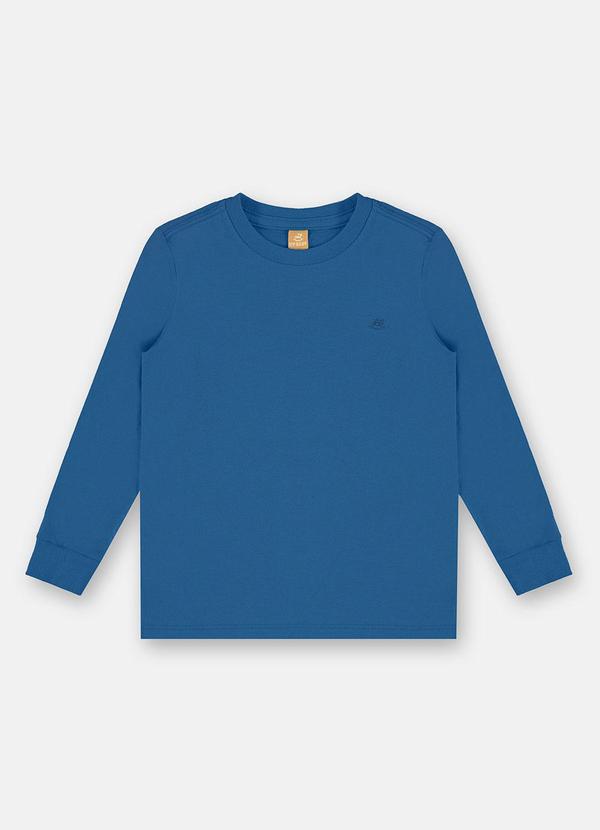 Camiseta Meia Malha Manga Longa Azul